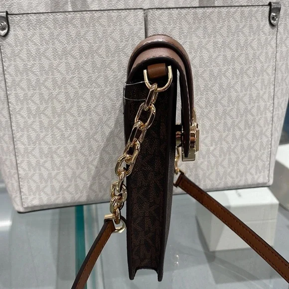Michael Kors Carmen Small Logo Smartphone Crossbody BagBrownNWT